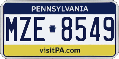PA license plate MZE8549