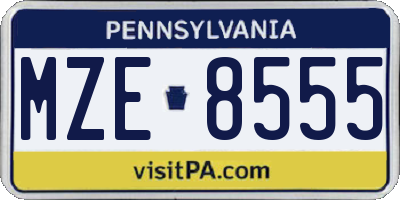 PA license plate MZE8555