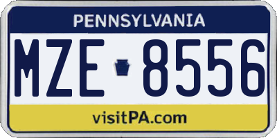 PA license plate MZE8556