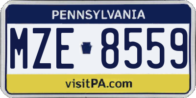 PA license plate MZE8559