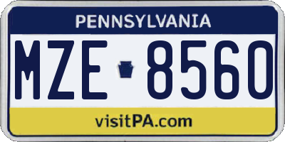 PA license plate MZE8560