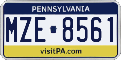 PA license plate MZE8561