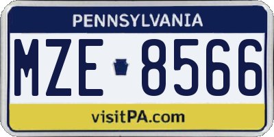 PA license plate MZE8566