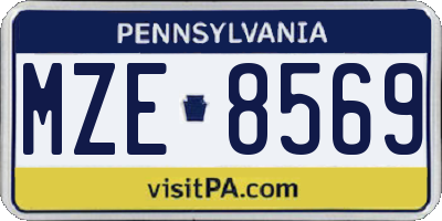 PA license plate MZE8569