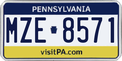 PA license plate MZE8571
