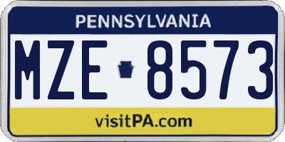 PA license plate MZE8573