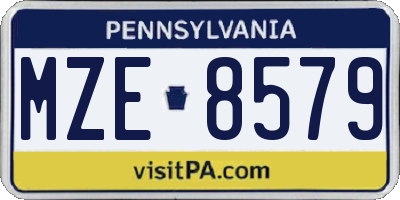 PA license plate MZE8579