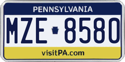 PA license plate MZE8580