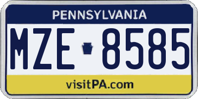 PA license plate MZE8585