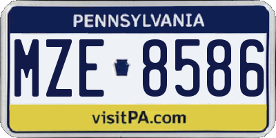 PA license plate MZE8586