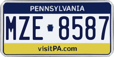 PA license plate MZE8587