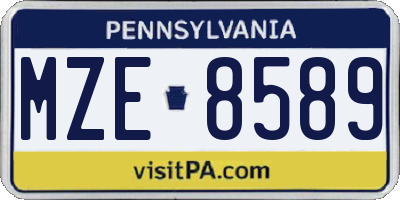 PA license plate MZE8589