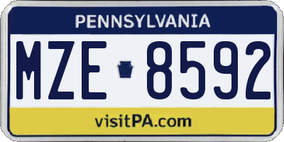 PA license plate MZE8592