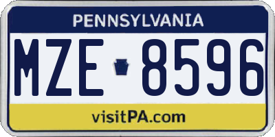 PA license plate MZE8596