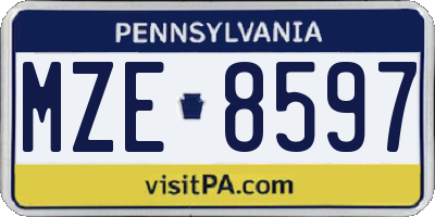 PA license plate MZE8597