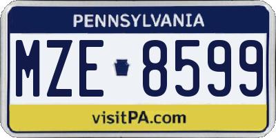PA license plate MZE8599