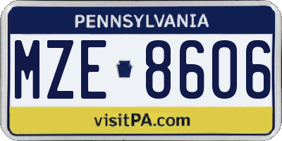 PA license plate MZE8606