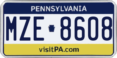 PA license plate MZE8608