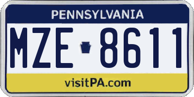 PA license plate MZE8611
