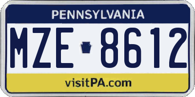 PA license plate MZE8612