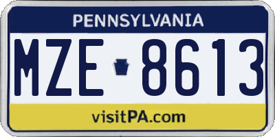 PA license plate MZE8613