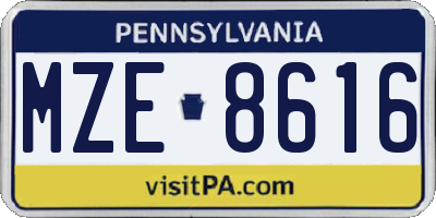 PA license plate MZE8616