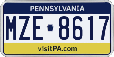 PA license plate MZE8617
