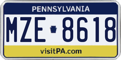 PA license plate MZE8618