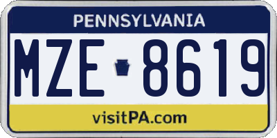 PA license plate MZE8619