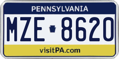 PA license plate MZE8620