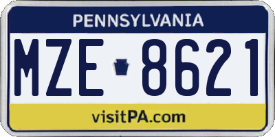 PA license plate MZE8621