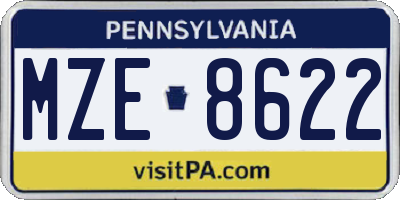 PA license plate MZE8622