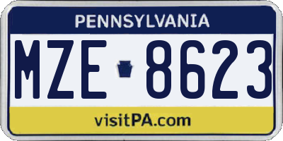 PA license plate MZE8623