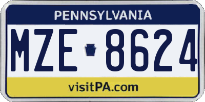 PA license plate MZE8624