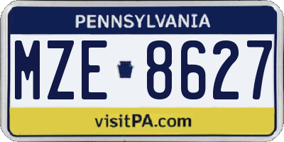 PA license plate MZE8627