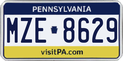 PA license plate MZE8629