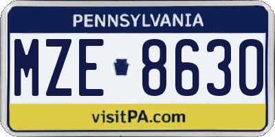 PA license plate MZE8630
