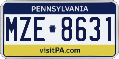 PA license plate MZE8631