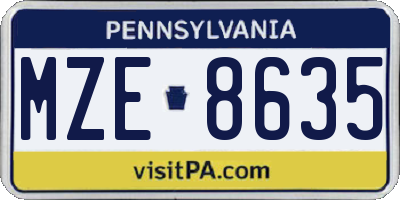 PA license plate MZE8635