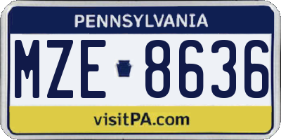 PA license plate MZE8636