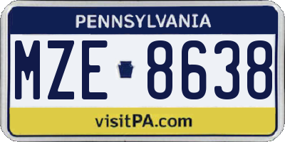 PA license plate MZE8638