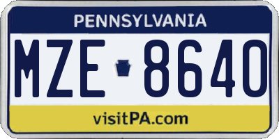 PA license plate MZE8640