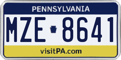 PA license plate MZE8641
