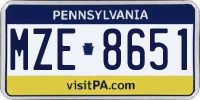 PA license plate MZE8651