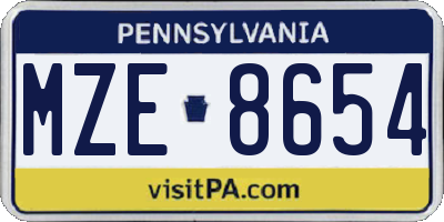 PA license plate MZE8654