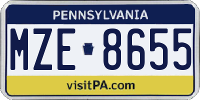PA license plate MZE8655