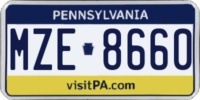 PA license plate MZE8660