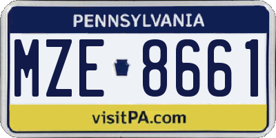 PA license plate MZE8661