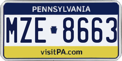 PA license plate MZE8663