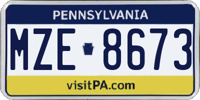 PA license plate MZE8673